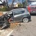 FOTO Un autoturism a intrat într-un cap de pod pe raza localității Frasin. Doi bărbați au fost transportați la spital