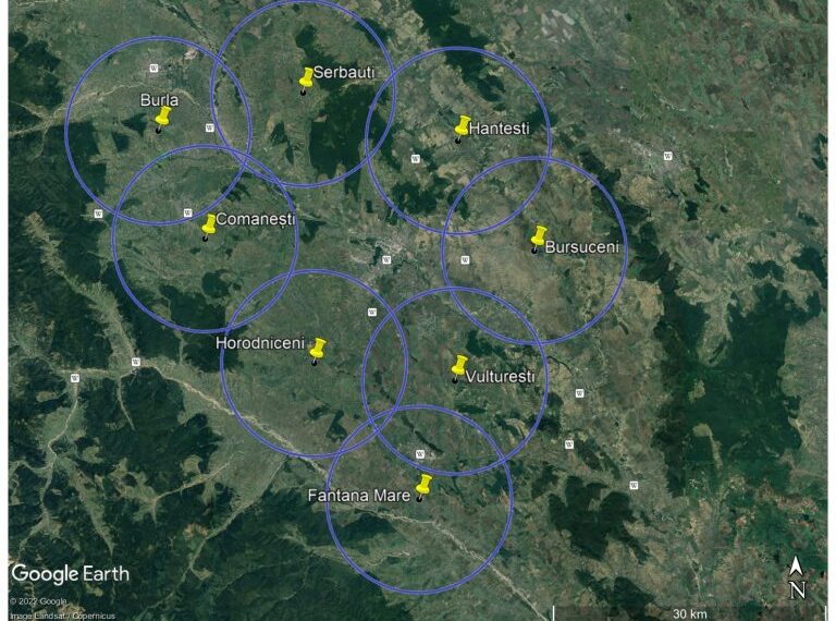 Opt lansatoare de rachete antigrindină vor fi amplasate în localitățile Burla, Șerbăuți, Hănțești, Verești, Vulturești, Fântâna Mare, Horodniceni, Comănești