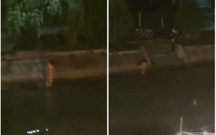 VIDEO Polițiștii caută cinci fete care s-au dezbrăcat și s-au scăldat în centrul Timișoarei