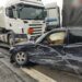 FOTO Două camioane și un autoturism au fost implicate într-un accident rutier pe raza localității Spătărești. O femeie a fost transportată la spital