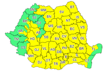 Județul Suceava se află sub cod galben de ploi, cel puțin până luni seară