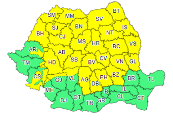 Județul Suceava se află sub cod galben de ploi și vijelii