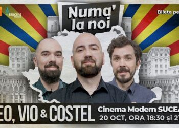 Cinema Modern va găzdui spectacolul Stand-Up Comedy ”Numa’ la Noi!”, cu Teo, Vio și Costel