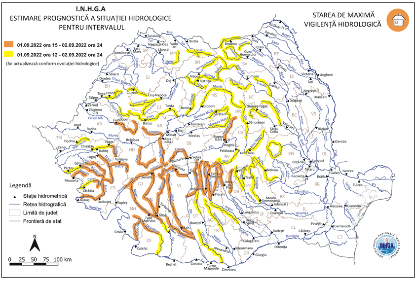 Mai multe râuri din județul Suceava se afla sub cod galben de inundații