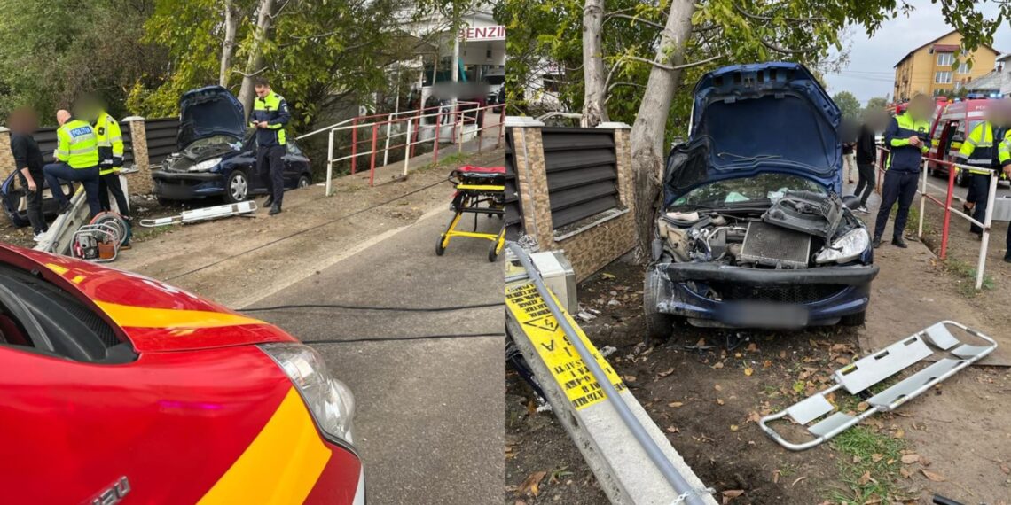 FOTO Un autoturism, în care se aflau două femei, s-a izbit într-un cap de pod de pe raza localității Milișăuți