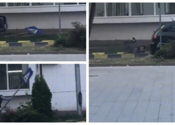 VIDEO cu bărbatul care a dat-o parte-n parte cu un indicator rutier în centrul Sucevei. Bărbatul a fost la un pas de a pierde lupta