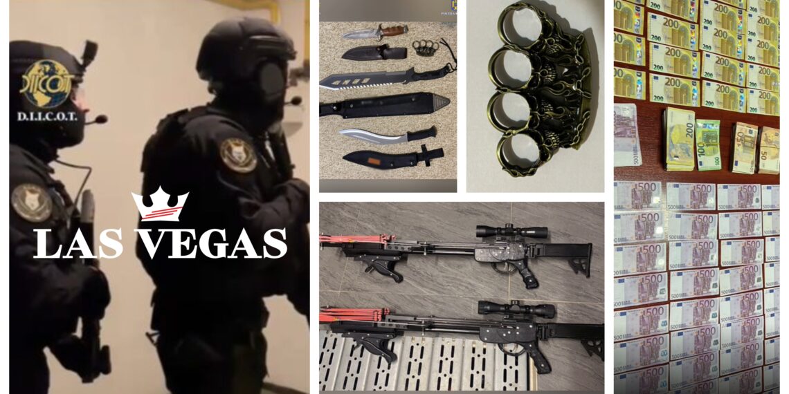 VIDEO Sute de mii de euro, arme, kilograme de materiale pirotehnice și punguțe cu cocaină, ridicate în urma perchezițiilor din dosarul ”Mafia jocurilor de noroc – Las Vegas”