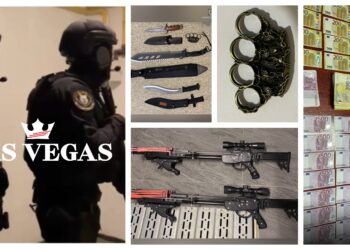 VIDEO Sute de mii de euro, arme, kilograme de materiale pirotehnice și punguțe cu cocaină, ridicate în urma perchezițiilor din dosarul ”Mafia jocurilor de noroc – Las Vegas”