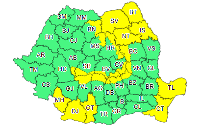 Județul Suceava se află sub cod galben de ninsori