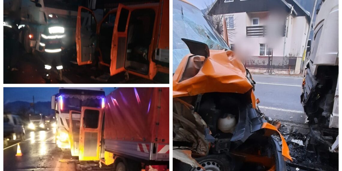 FOTO Șoferul beat al unui autotren a provocat accidentul rutier din Câmpulung Moldovenesc. Acesta a băgat în spital patru persoane aflate într-o autoutilitară care circula regulamentar