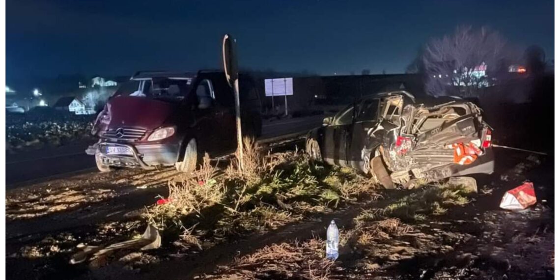 FOTO Un șofer beat a produs un accident rutier în apropierea benzinăriei Lukoil de la intrarea în satul Românești