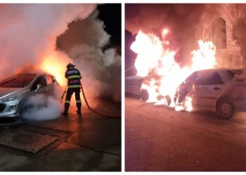 FOTO Două autoturisme au fost incendiate intenționat în municipiul Rădăuți, în a doua zi de Crăciun