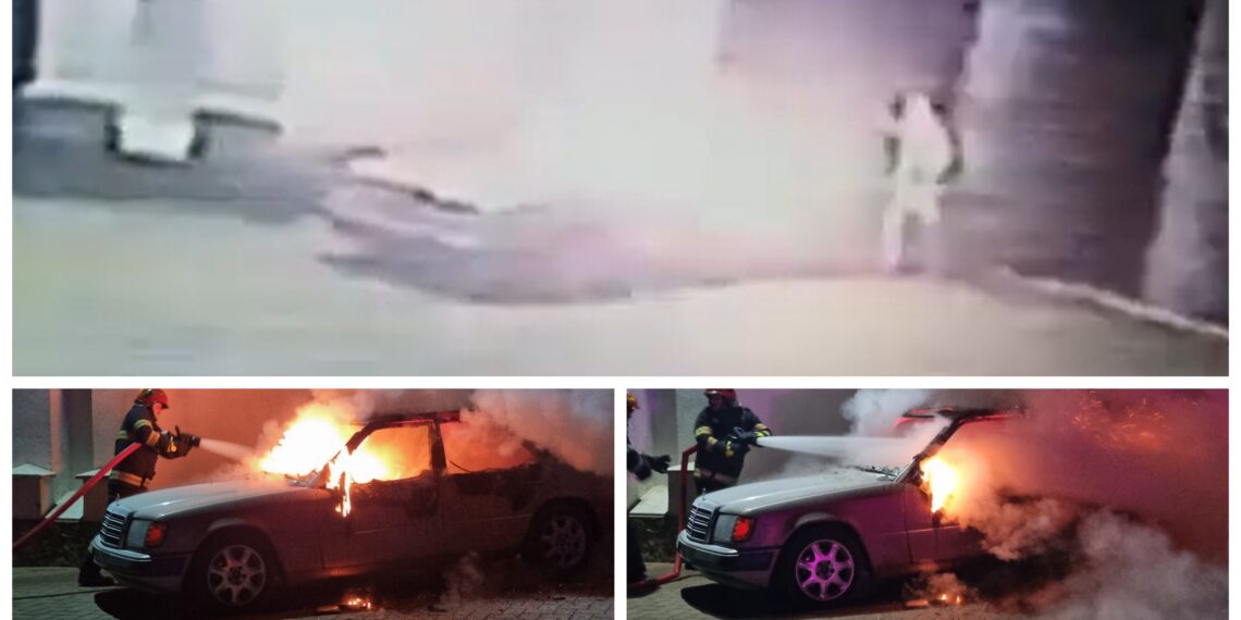 VIDEO cu momentul în care un bărbat i-a incendiat mașina unui preot din Rădăuți