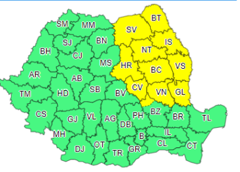 Județul Suceava se află sub cod galben de depuneri de polei