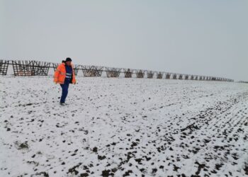 Drumarii montează 13.500 de metri liniari de parazăpezi în zona drumului E85, unde sunt cozi kilometrice de camioane