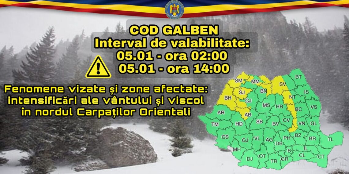 Cod galben de viscol pentru o parte din județul Suceava
