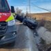 FOTO Autoturism răsturnat pe raza comunei Ilișești. Un tânăr de 19 ani a fost transportat la spital
