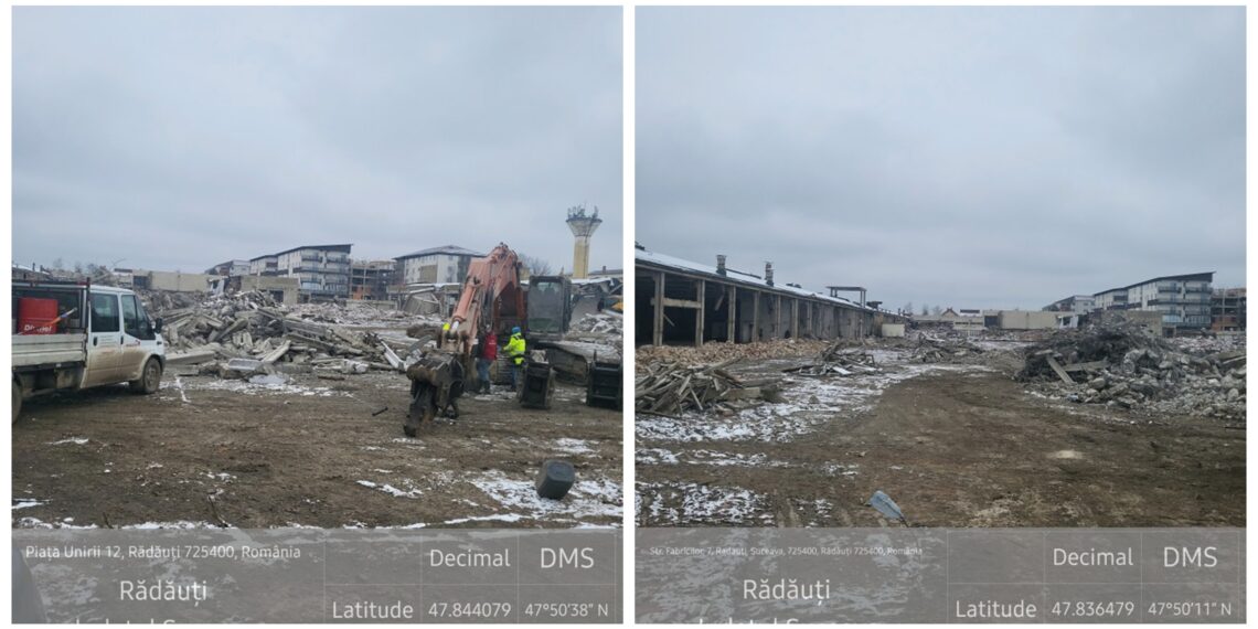FOTO Garda de Mediu Suceava a sancționat contravențional operatorul Mobila Rădăuți SA cu 30.000 de lei amendă pentru că s-a apucat de demolări fără aviz de mediu