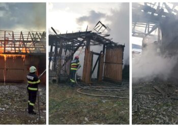 FOTO O șură din Vicovu de Sus s-a făcut scrum din cauza unei țigări aprinse