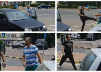 VIDEO Polițistul local și afaceristul care s-au scuipat și au încercat să se bată în sensul giratoriu de pe Mărășești au fost ”premiați” cu câte o amendă penală
