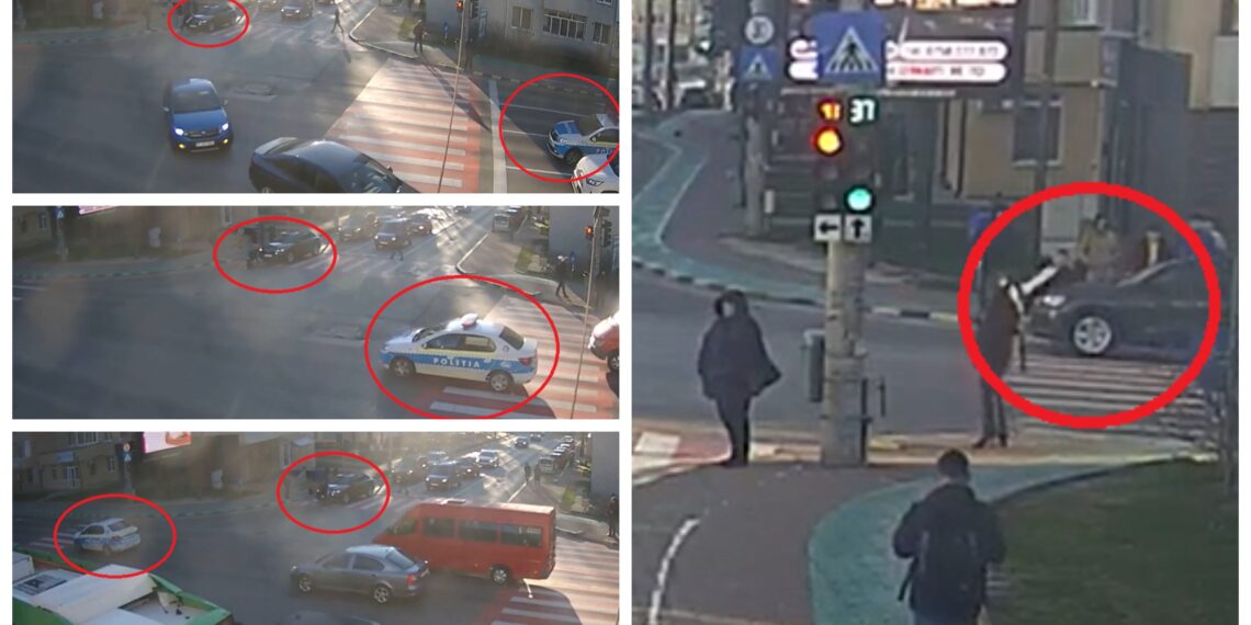 VIDEO cu momentul în care o șoferiță dă cu mașina peste un adolescent, pe o trecere de pietoni din centrul Sucevei, în fața unui echipaj de poliție. Femeia s-a ales cu dosar penal pentru că a plecat de la locului evenimentului