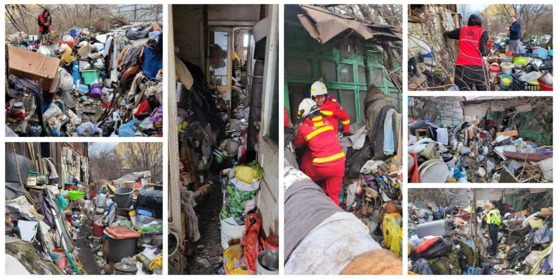 FOTO Un bătrân sucevean trăiește în condiții inumane într-o gospodărie pe care și-a transformat-o în groapă de gunoi, în orașul ”verde” Suceava: „În casă colcăie șobolanii. Munți de gunoaie care pe alocuri ating doi metri. Ce-a făcut sistemul pentru acest om? Cum este cu putință să-l lăsăm îngropat în propriile fecale?”