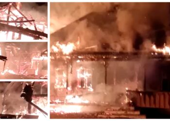 VIDEO Un incendiu de proporții a făcut scrum o gospodărie din Iaslovăț. Pompierii au intervenit cu opt autospeciale de stingere