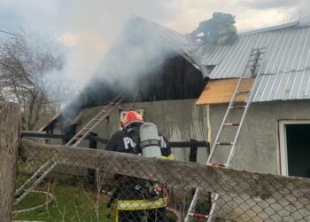 FOTO Incendiu la o gospodărie din Pătrăuți. Pompierii intervin cu trei autospeciale de stingere