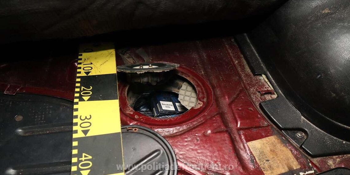FOTO Polițiștii de frontieră din Siret au descoperit un autoturism care avea rezervorul plin cu țigări de contrabandă