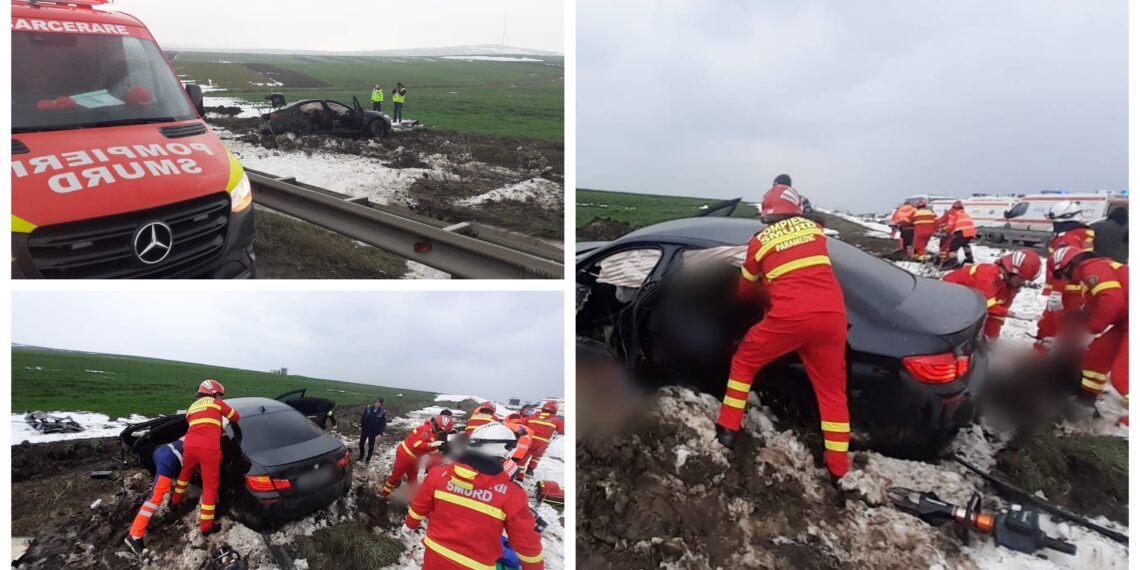 VIDEO Un tânăr de 20 de ani a fost declarat decedat, după ce BMW-ul cu numere de Vâlcea în care se afla a zburat de pe șoseaua de centură a Sucevei