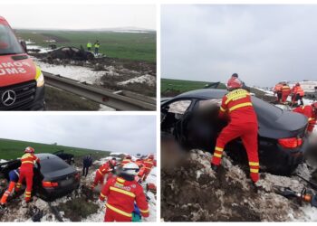 VIDEO Un tânăr de 20 de ani a fost declarat decedat, după ce BMW-ul cu numere de Vâlcea în care se afla a zburat de pe șoseaua de centură a Sucevei