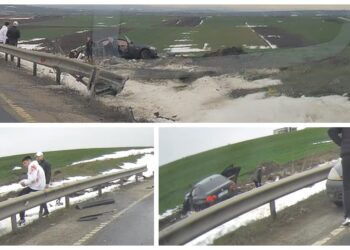 VIDEO Un BMW cu numere de Vâlcea a zburat de pe șoseaua de centură a Sucevei. Din cele cinci persoane implicate, una este în stare de inconștiență
