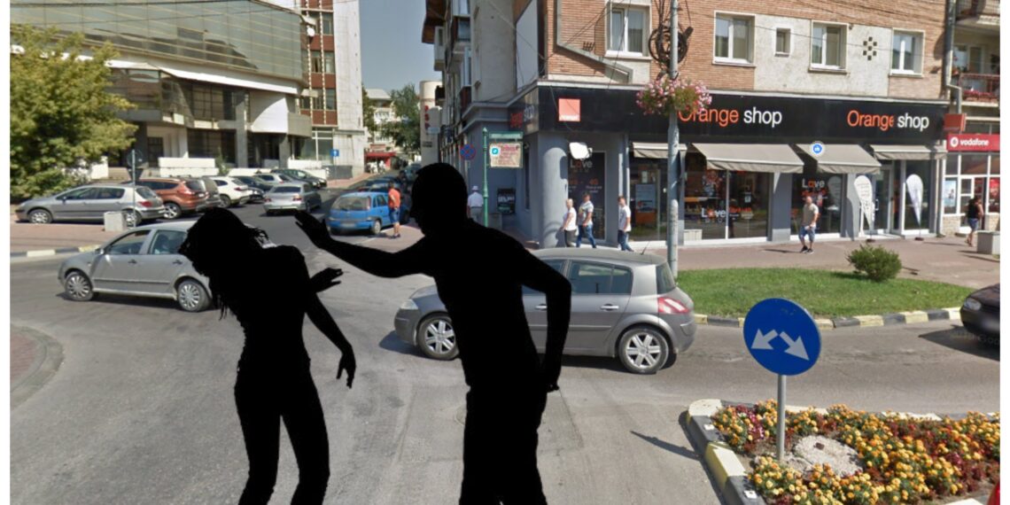 Un tânăr și-a bătut iubita în fața magazinului Orange din centrul Sucevei. Ambii sunt din Constanța