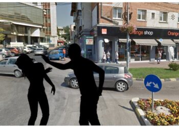 Un tânăr și-a bătut iubita în fața magazinului Orange din centrul Sucevei. Ambii sunt din Constanța