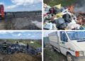 FOTO Primăria Siminicea a fost amendată cu 50.000 de lei pentru incendierea unor mormane de gunoi în locul numit ”Puțul sec”. O autoutilitară folosită la transportul deșeurilor a fost confiscată