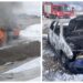 FOTO Autoturism cuprins de flăcări, în localitatea Straja