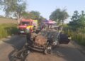 FOTO Un autoturism s-a răsturnat pe carosabil, pe raza comunei Ipotești. Două persoane au ajuns la spital