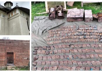 FOTO Arsenal de război, descoperit sub clădirea clopotniței vechi din curtea Bisericii ”Adormirea Maicii Domnului” Straja