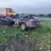FOTO Încă un accident rutier pe raza localității Ilișești, provocat de un șofer care a adormit la volan. Conducătorul auto și două pasagere au ajuns la spital, după ce mașina în care se aflau s-a răsturnat în afara carosabilului