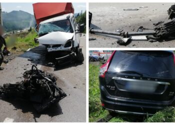 FOTO Accident rutier în zona Pasului Mestecăniș. O femeie a fost găsită în stare de inconștiență