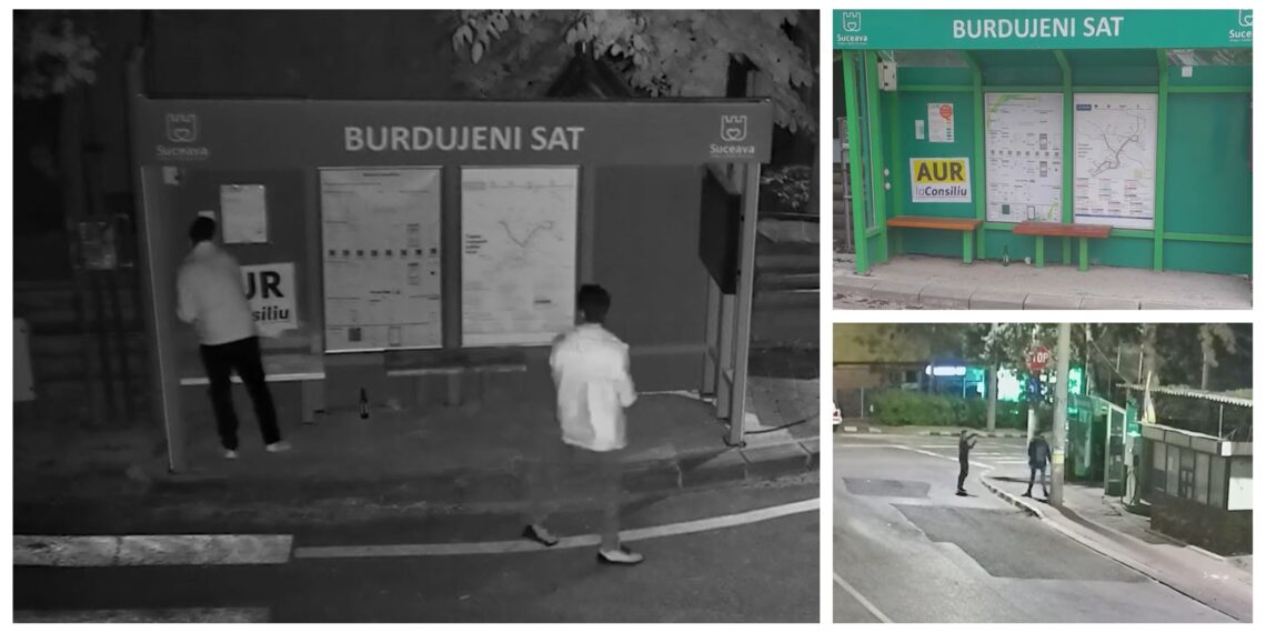 VIDEO Opt amenzi în valoare totală de 18.000 de lei au fost aplicate pentru lipirea afișelor cu mesajul ”AUR la Consiliu” în stațiile TPL din Suceava: ”Curățenia trebuie menținută de toți, inclusiv de politicieni”
