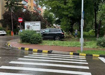 FOTO Trei autoturisme parcate pe strada Mărășești din Suceava au suferit avarii, după ce un copac a căzut peste acestea în timpul furtunii de astăzi