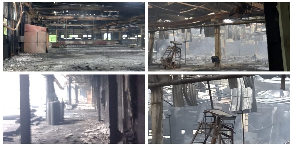 IMAGINI din interiorul halei mistuite de incendiul de azi-noapte