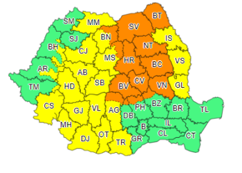 Județul Suceava se află sub cod portocaliu de ploi și descărcări electrice, cel puțin până la noapte