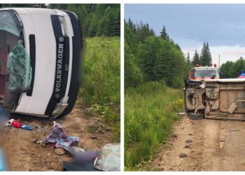 FOTO Șoferul inconștient de beat care s-a răsturnat cu autoutilitara pe raza comunei Poiana Stampei a fost arestat preventiv pentru 30 de zile. Un om nevinovat a murit în acel accident