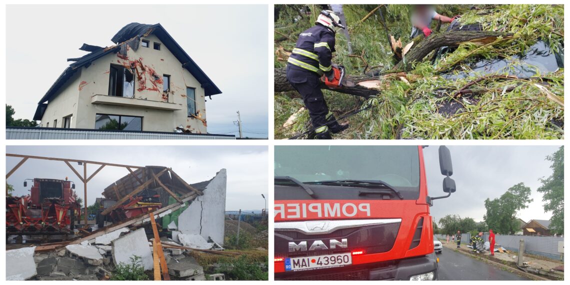 VIDEO Furtuna ce a năpustit peste județul Suceava a provocat distrugeri în mai multe localități. Pompierii militari au intervenit la 30 de solicitări pentru îndepărtarea efectelor negative ale acesteia