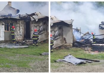 FOTO Incendiu puternic la o gospodărie din Breaza. O femeie de 69 de ani a suferit un atac de panică