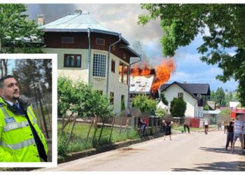 FOTO Un polițist câmpulungean, aflat în timpul liber, a salvat viața unui adolescent, în vârstă de 15 ani, blocat într-o casă cuprinsă de flăcări