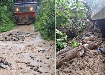 VIDEO Două trenuri cu aproximativ 450 de călători sunt blocate între localitățile Pojorâta și Sadova, din cauza inundațiilor