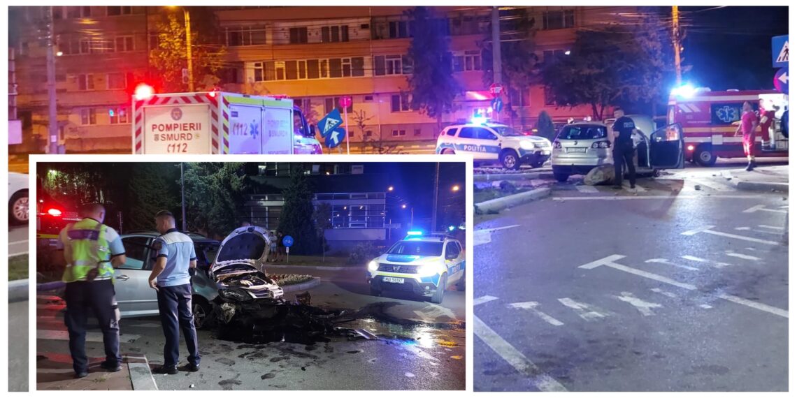 FOTO O tânără de 19 ani a făcut prăpăd cu mașina în apropierea magazinului Bucovina, la ora 2 noaptea